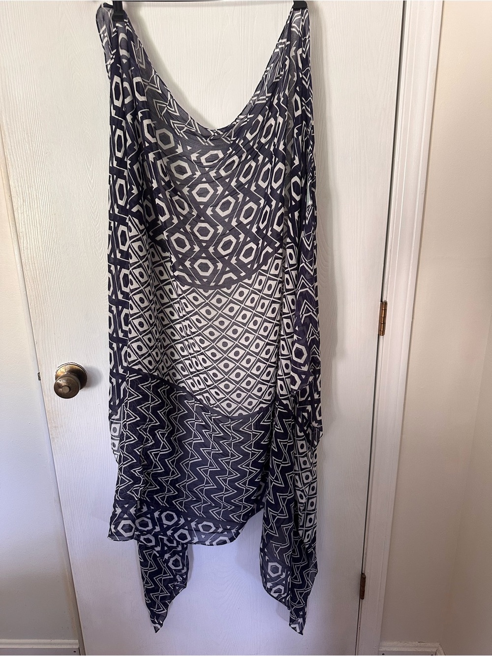 Adventura Geometric Print Navy and White Women’s Scarf/Sarong Coverup